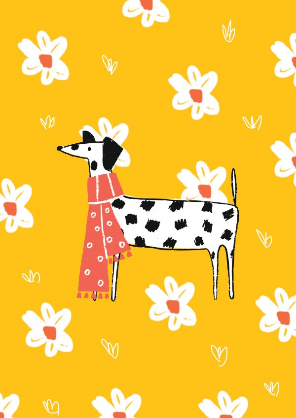 Πόστερ/πίνακας “Dog and daisies”