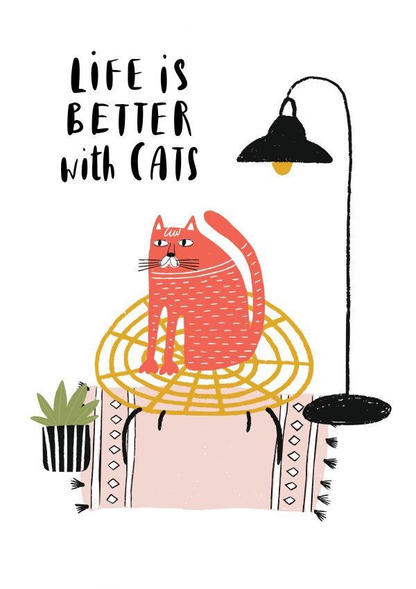 Πόστερ/πίνακας “Life is better with cats”